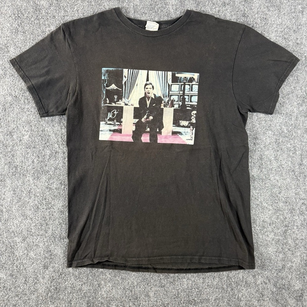 Vintage Y2K Scarface Tony Montana Black Tee Shirt Medium Delta Pro Weight
